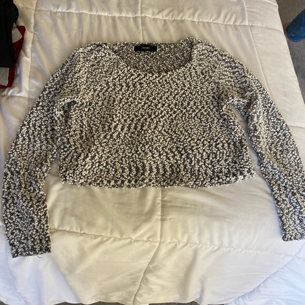 Black and white knitted sweater